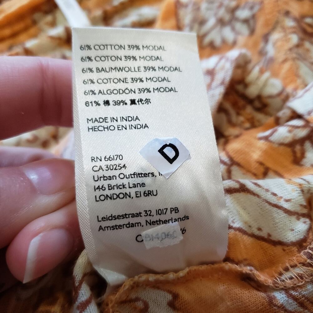 Free People say the word cropped top ruched long sleeve vneck orange XS - Picture 3 of 5